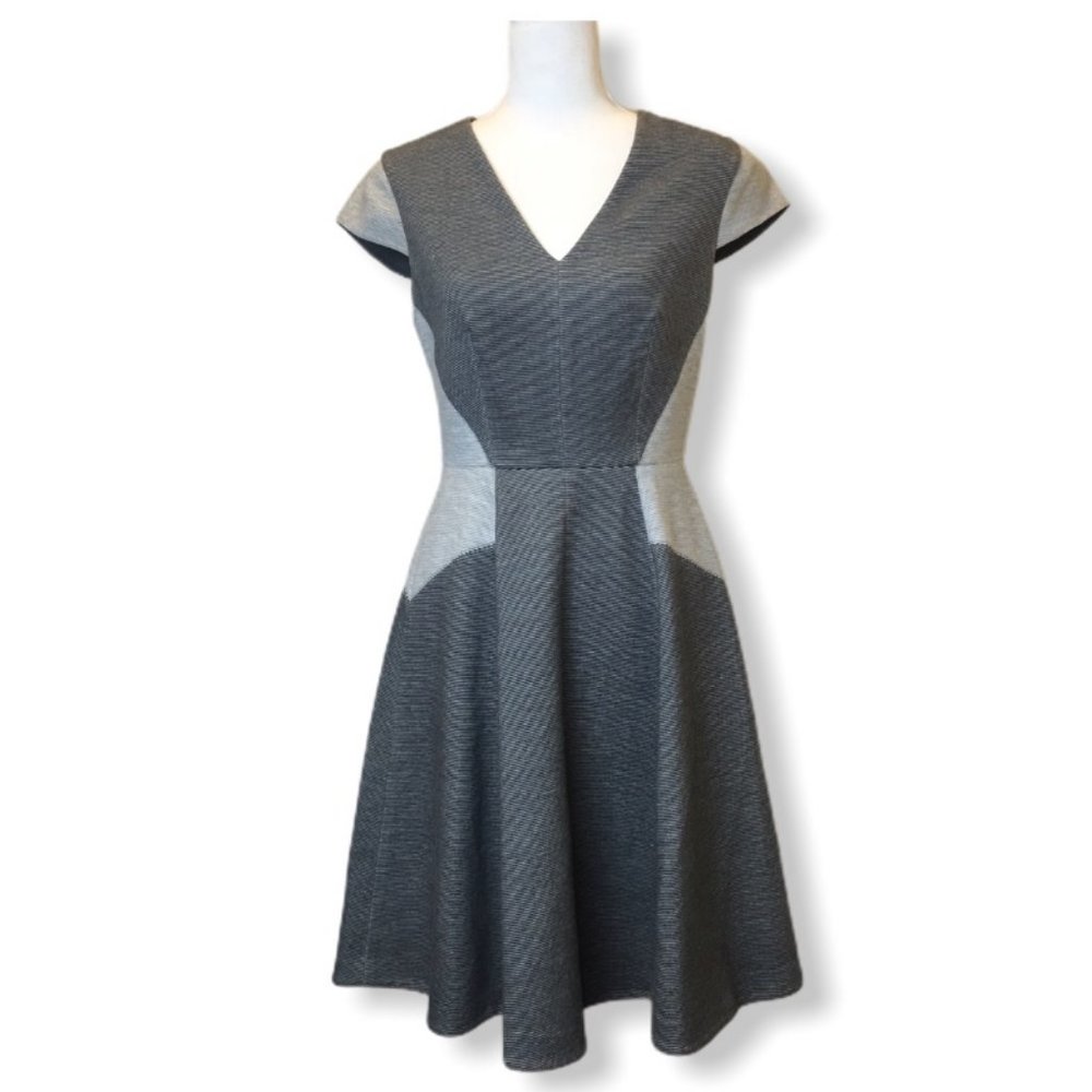 Rebecca Taylor Grey Cap Sleeve Flare Dress